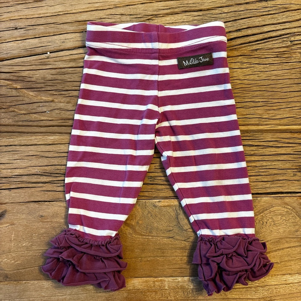 Matilda Jane Pink and White Striped Leggings